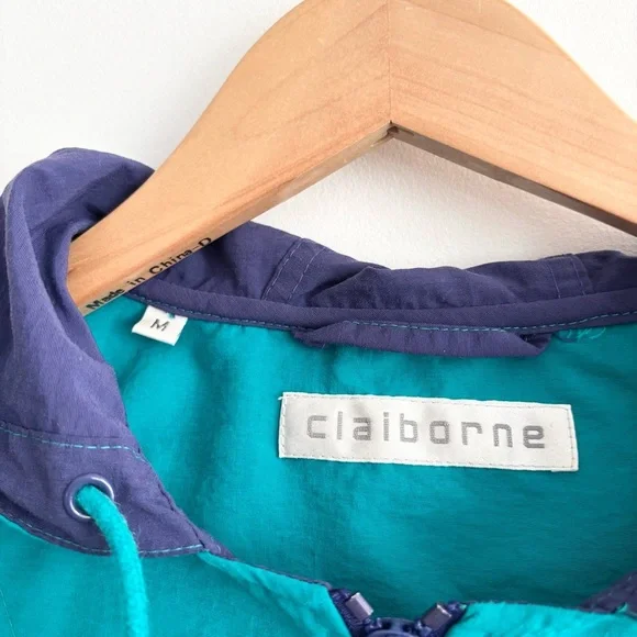 Vintage 90s Teal Hooded Pullover Windbreaker - Picture 4 of 14